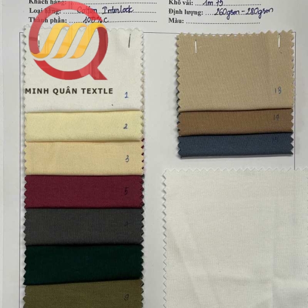 Vải Cotton Interlock ( Cotton 2Da) 