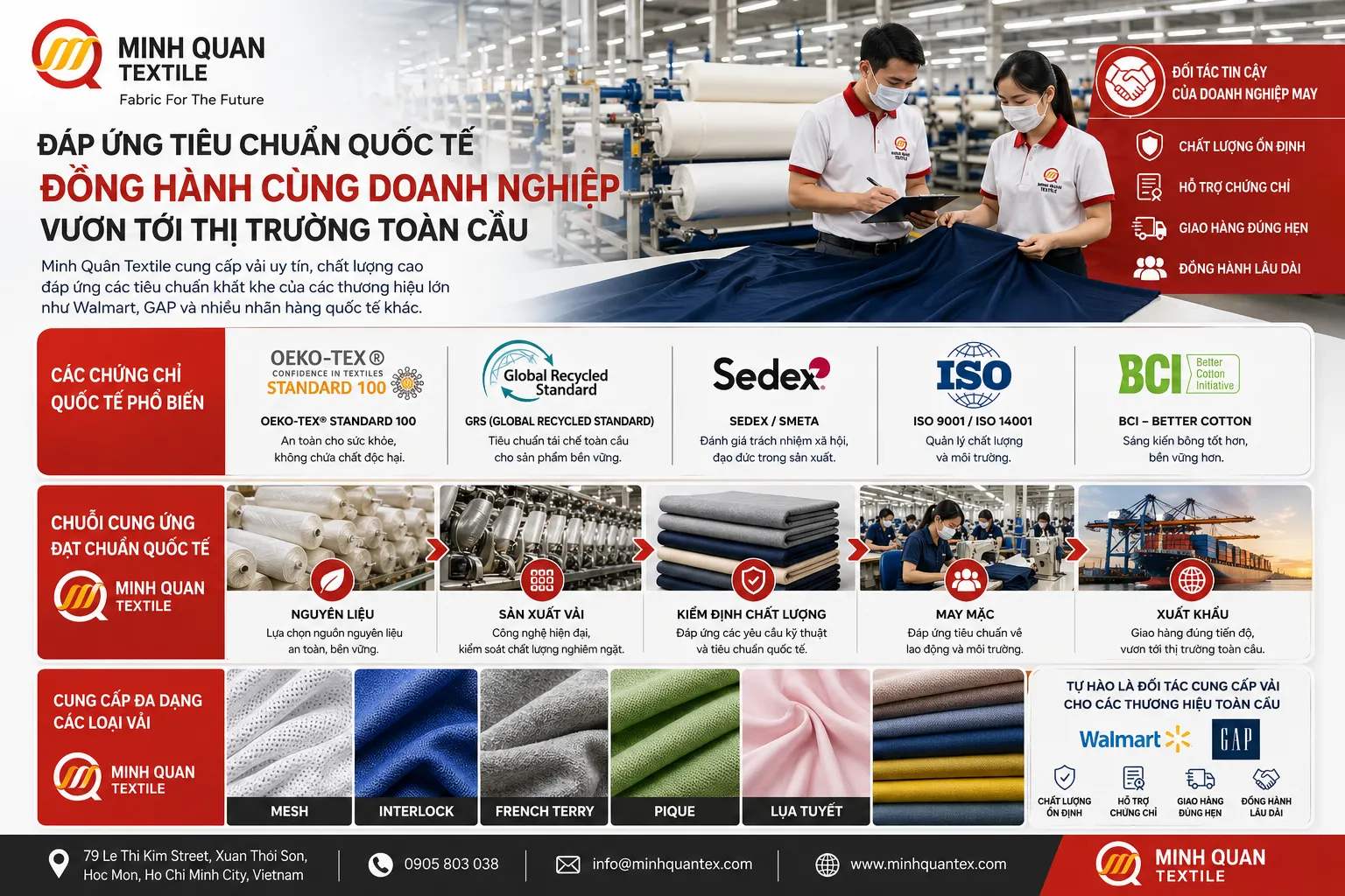 Các chứng chỉ cần có khi sản xuất cho thương hiệu quốc tế (Walmart, GAP…) – Doanh nghiệp may cần biết