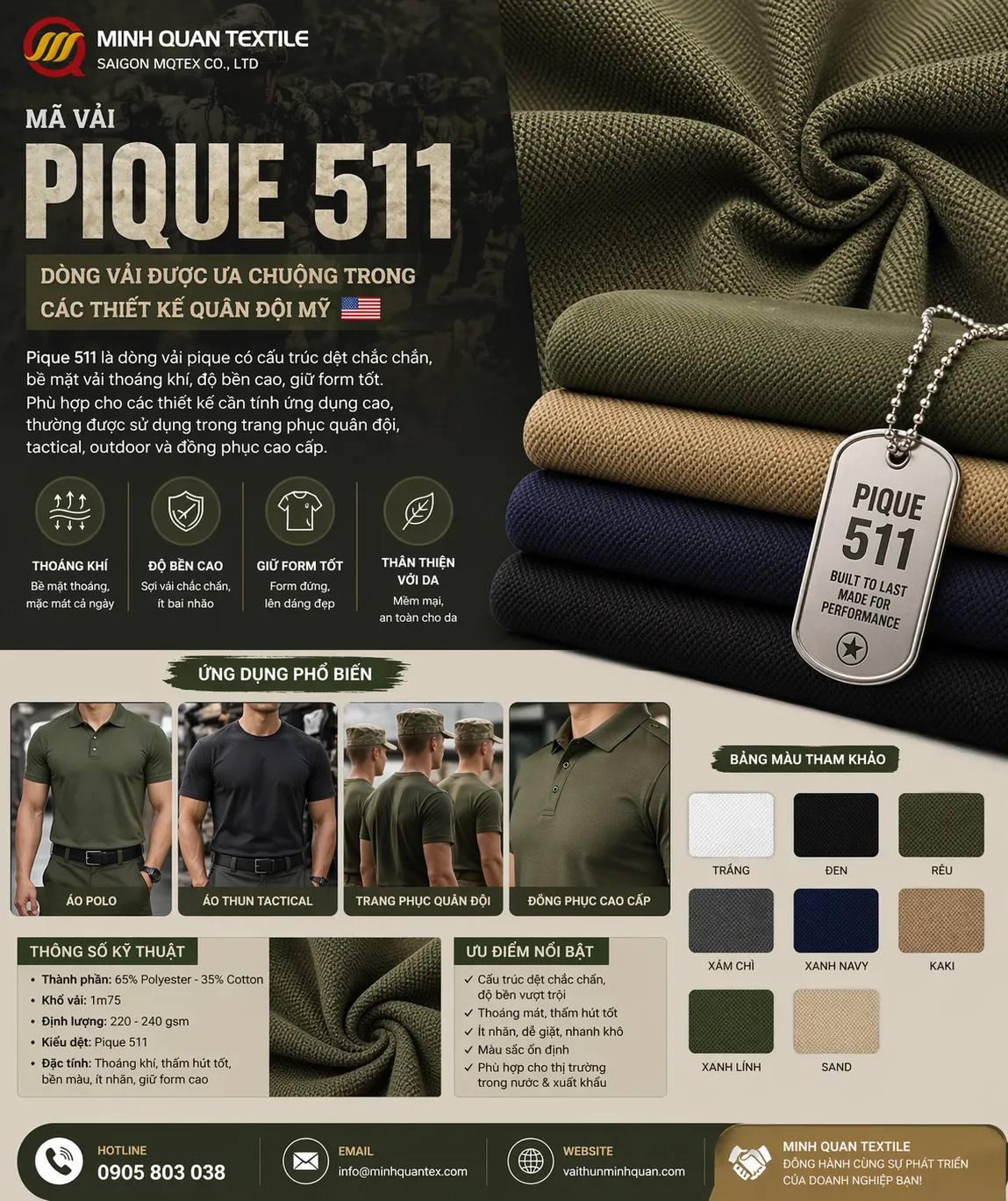 Vải Pique 511 Là Gì? Đặc Điểm, Ứng Dụng Và Ưu Điểm Trong May Áo Polo