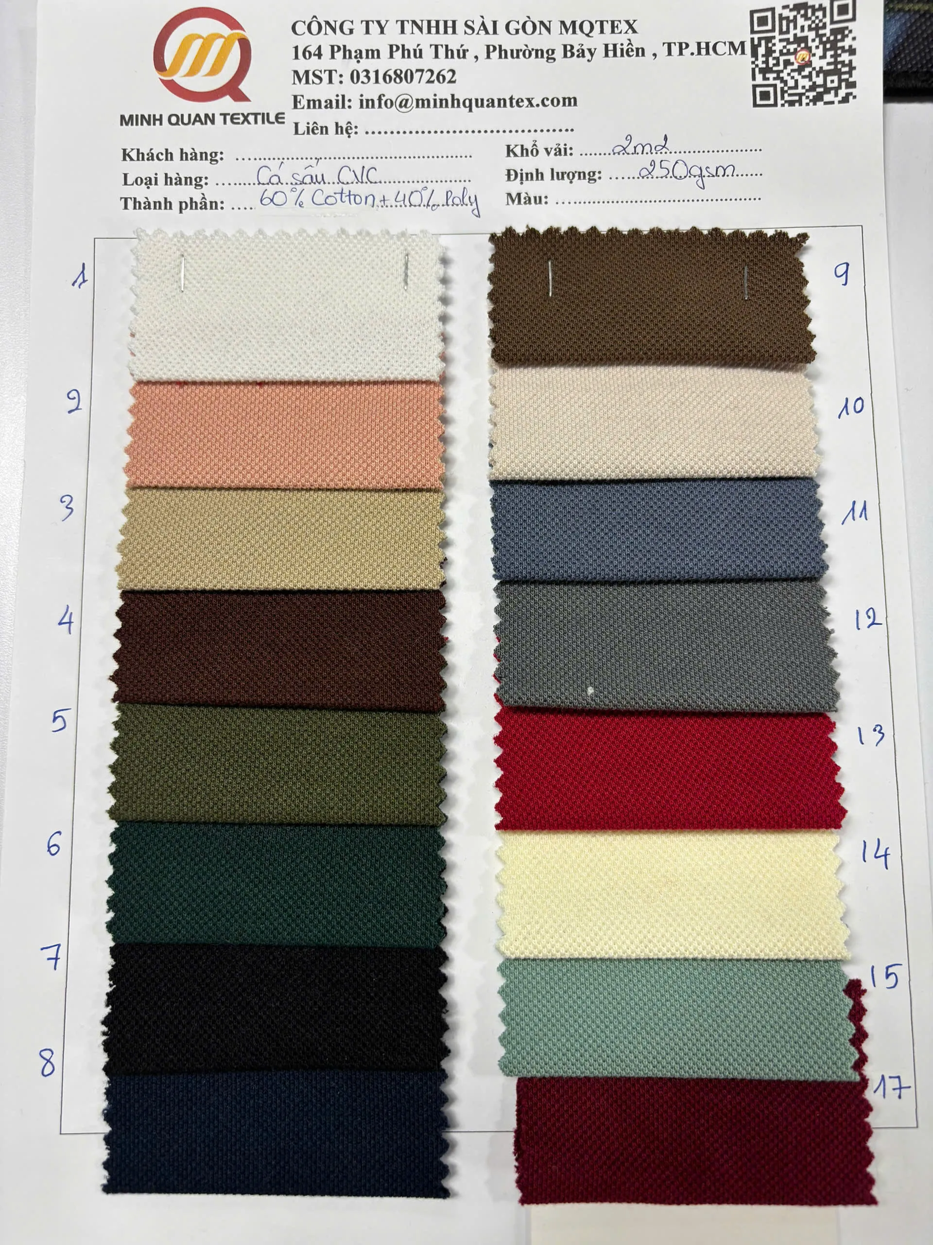 Vải Pique CVC 250gsm – Dòng Vải Cá Sấu Chủ Lực Tại Minh Quan Textile